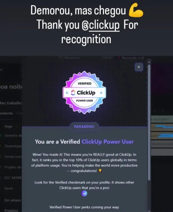 Selo ClickUp - Usuário Verificado